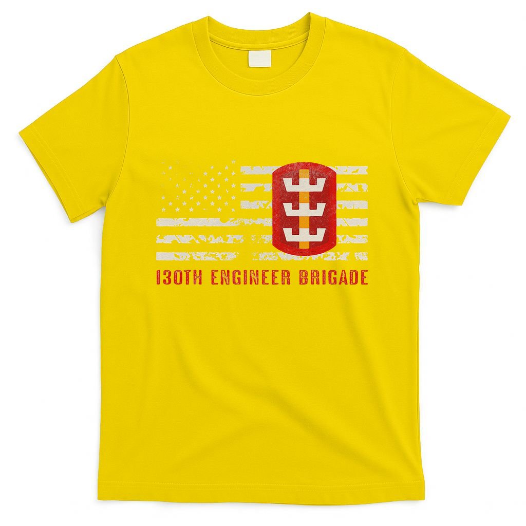 Vintage 130th Engineer Usa Brigade Usa Flag T-Shirt