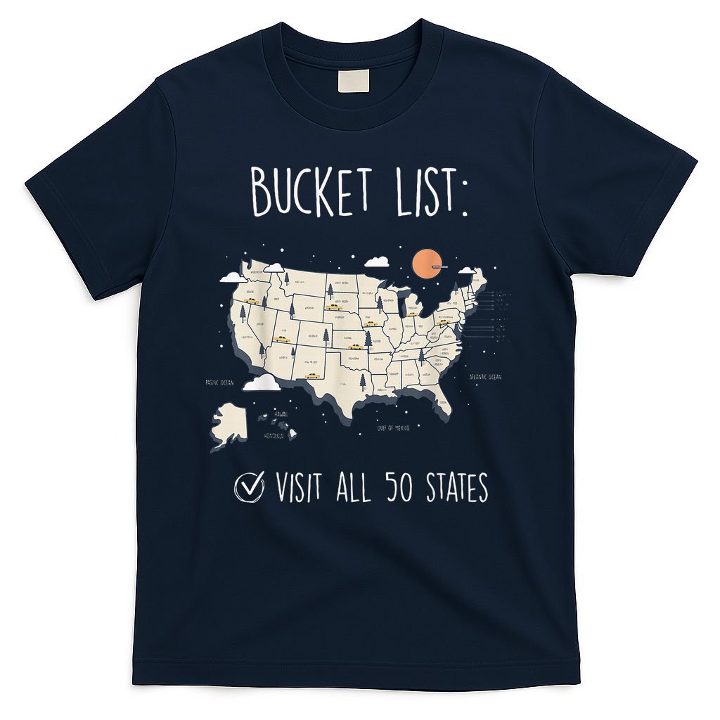 Visit All 50 States Usa Travel Map Mission Accomplished T-Shirt