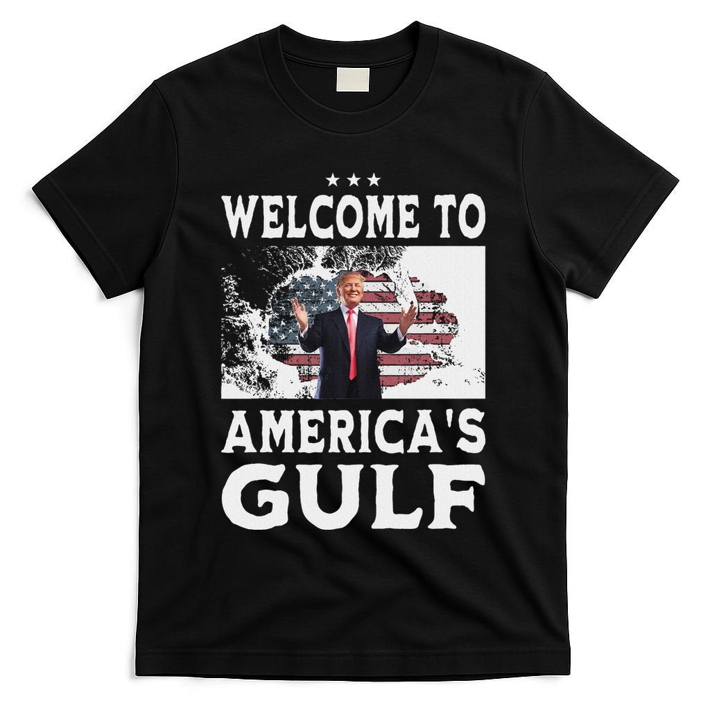 Vintage American Flag Welcome To AmericaS Gulf Trump T-Shirt