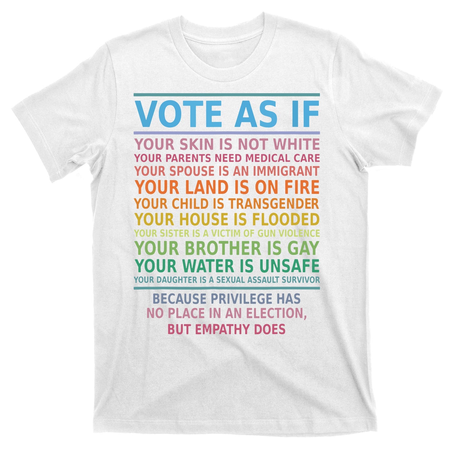 Vote As If Your Skin Is Not White Humans Rights T-Shirt