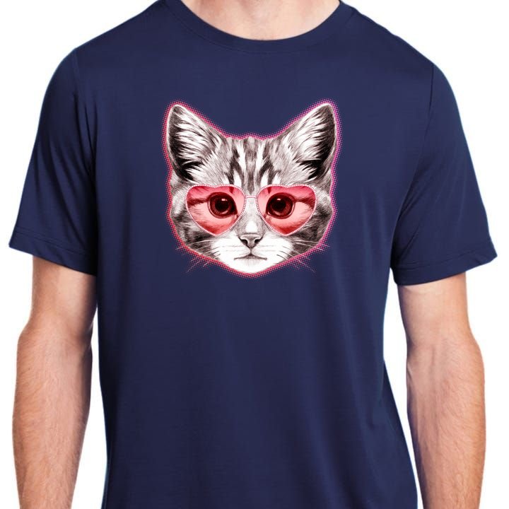Valentine Cat Love Shades Adult ChromaSoft Performance T-Shirt