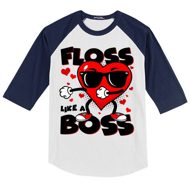 Valentine Floss Like A Boss Heart Kids Colorblock Raglan Jersey