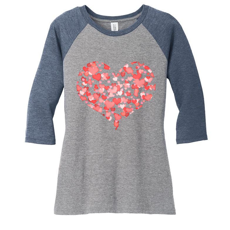 Valentine Multi Heart Of Love Women's Tri-Blend 3/4-Sleeve Raglan Shirt