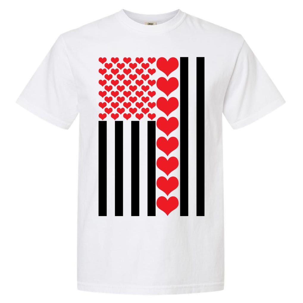 Valentines Day American Flag Garment-Dyed Heavyweight T-Shirt