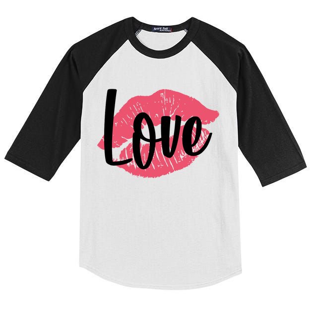 Valentines Day Love Lips Kids Colorblock Raglan Jersey