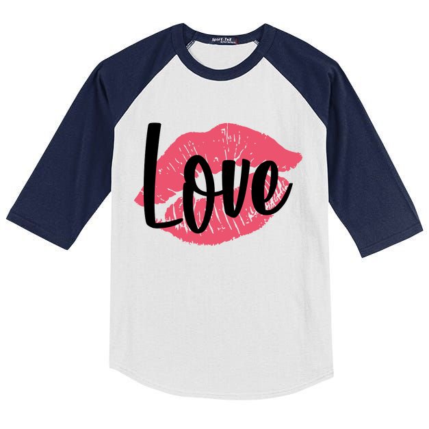 Valentines Day Love Lips Kids Colorblock Raglan Jersey