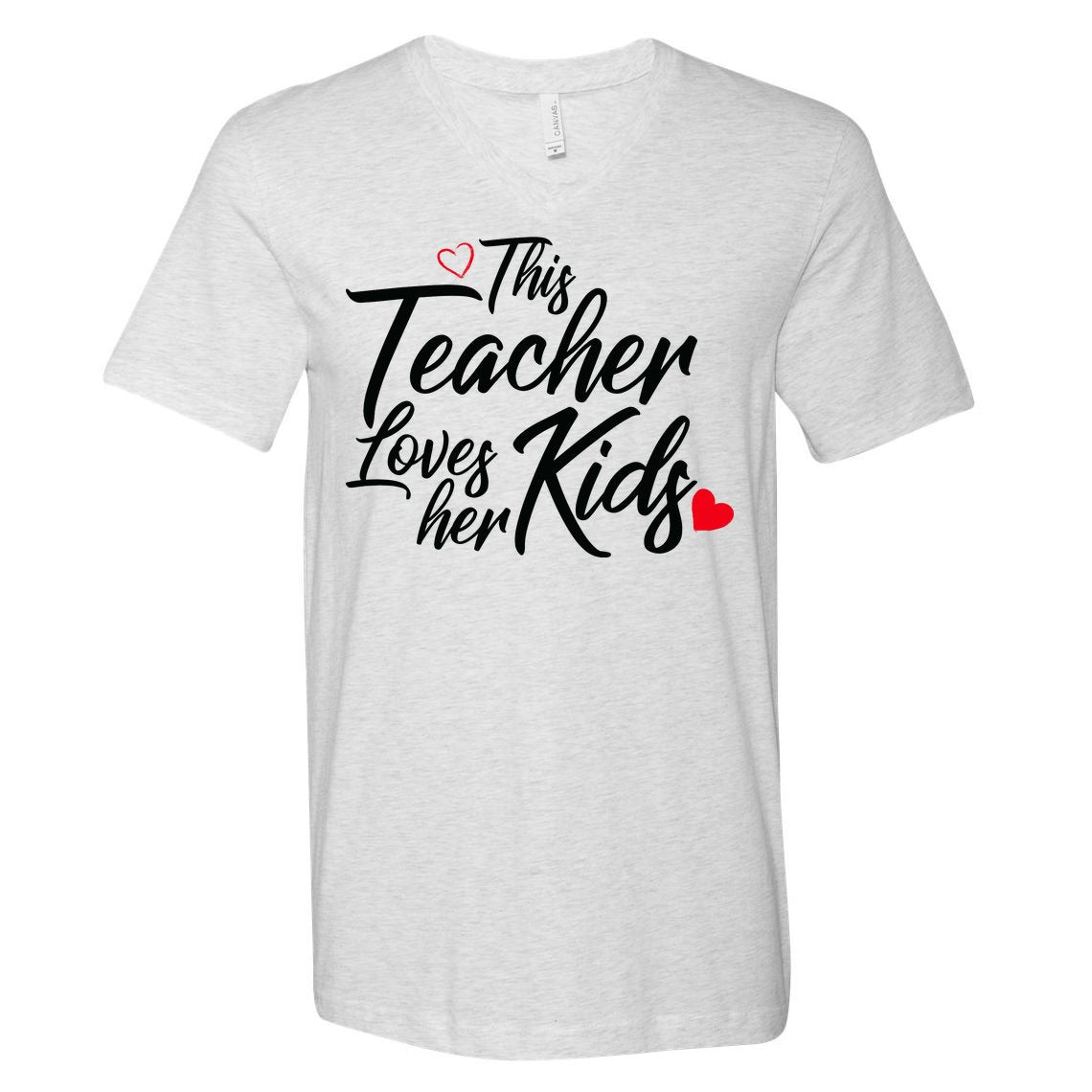 Valentine's Day This Teacher Loves Her Kids V-Neck T-Shirt