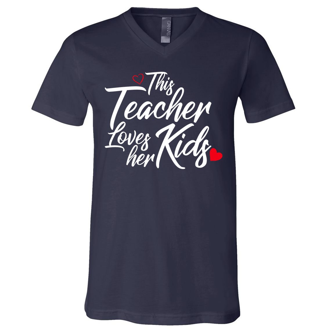 Valentine's Day This Teacher Loves Her Kids V-Neck T-Shirt