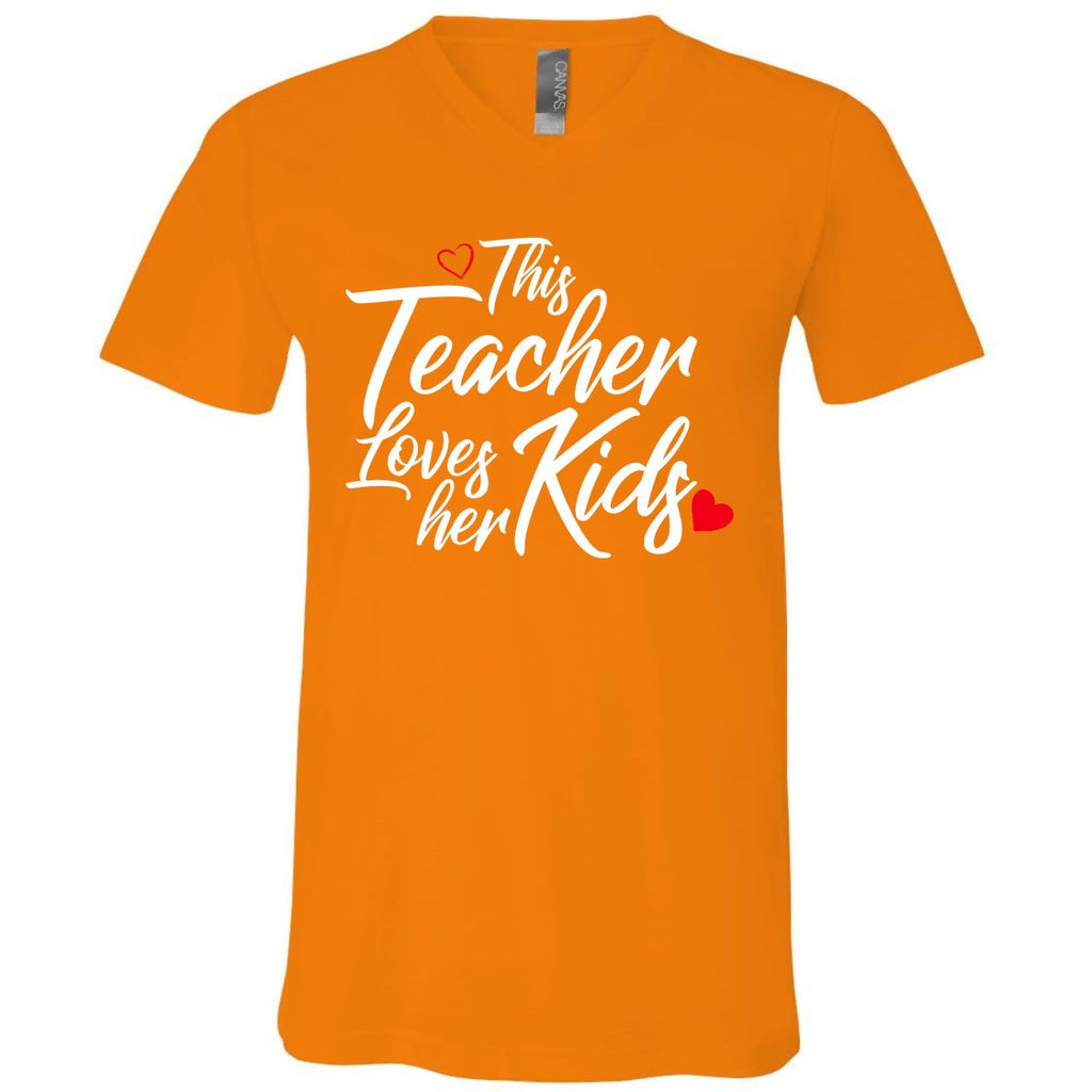 Valentine's Day This Teacher Loves Her Kids V-Neck T-Shirt