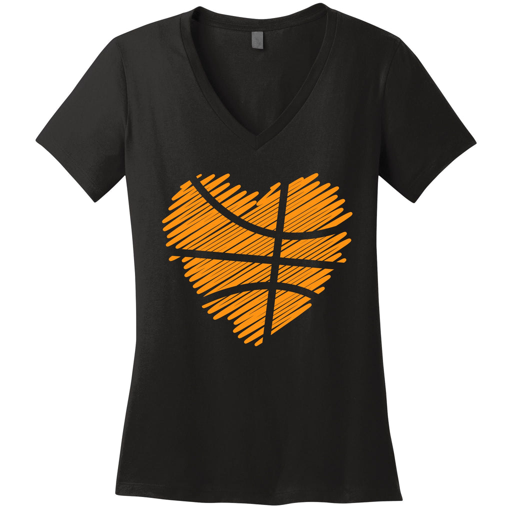 Valentine Basketball Heart Basketball Women's V-Neck T-Shirt