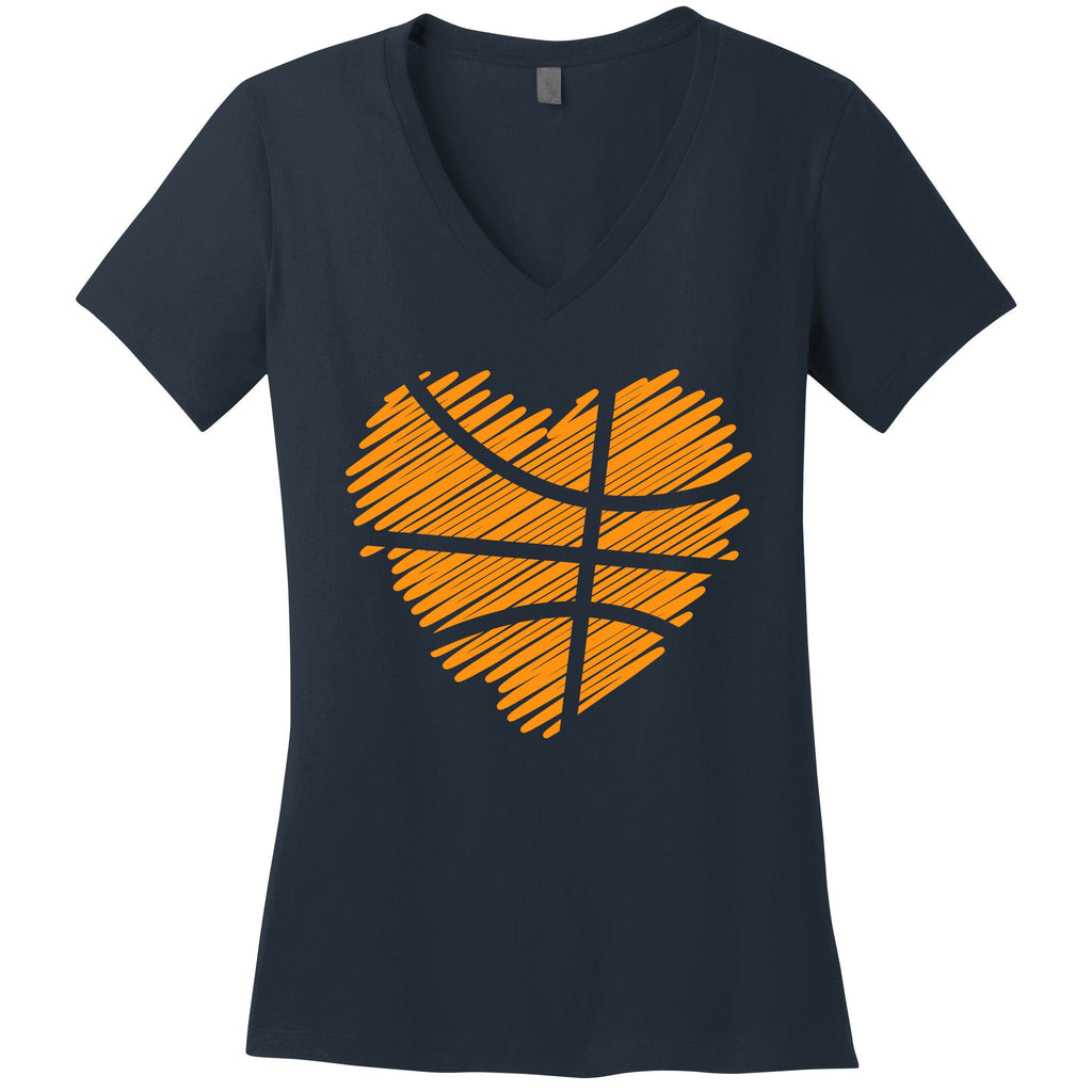 Valentine Basketball Heart Basketball Women's V-Neck T-Shirt