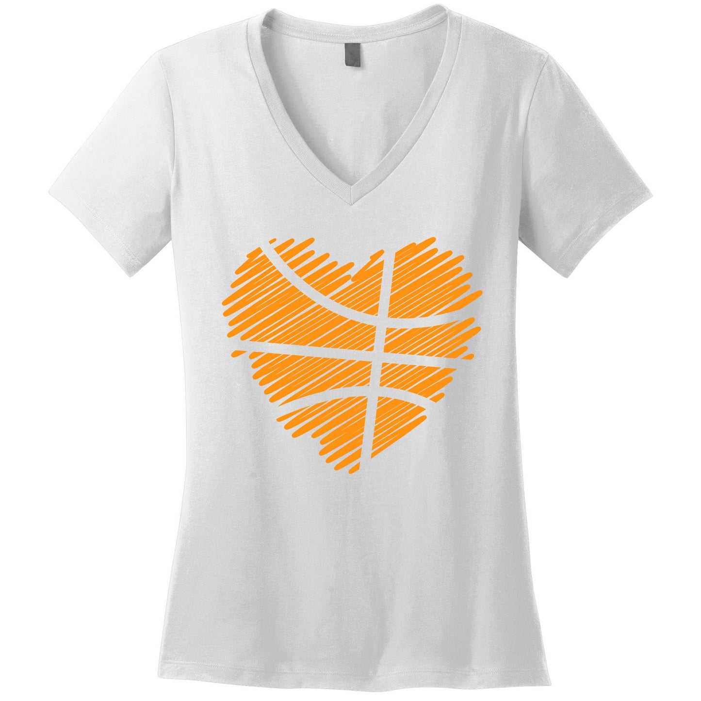 Valentine Basketball Heart Basketball Women's V-Neck T-Shirt
