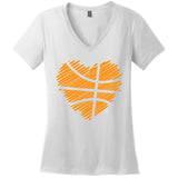 Valentine Basketball Heart Basketball Women's V-Neck T-Shirt