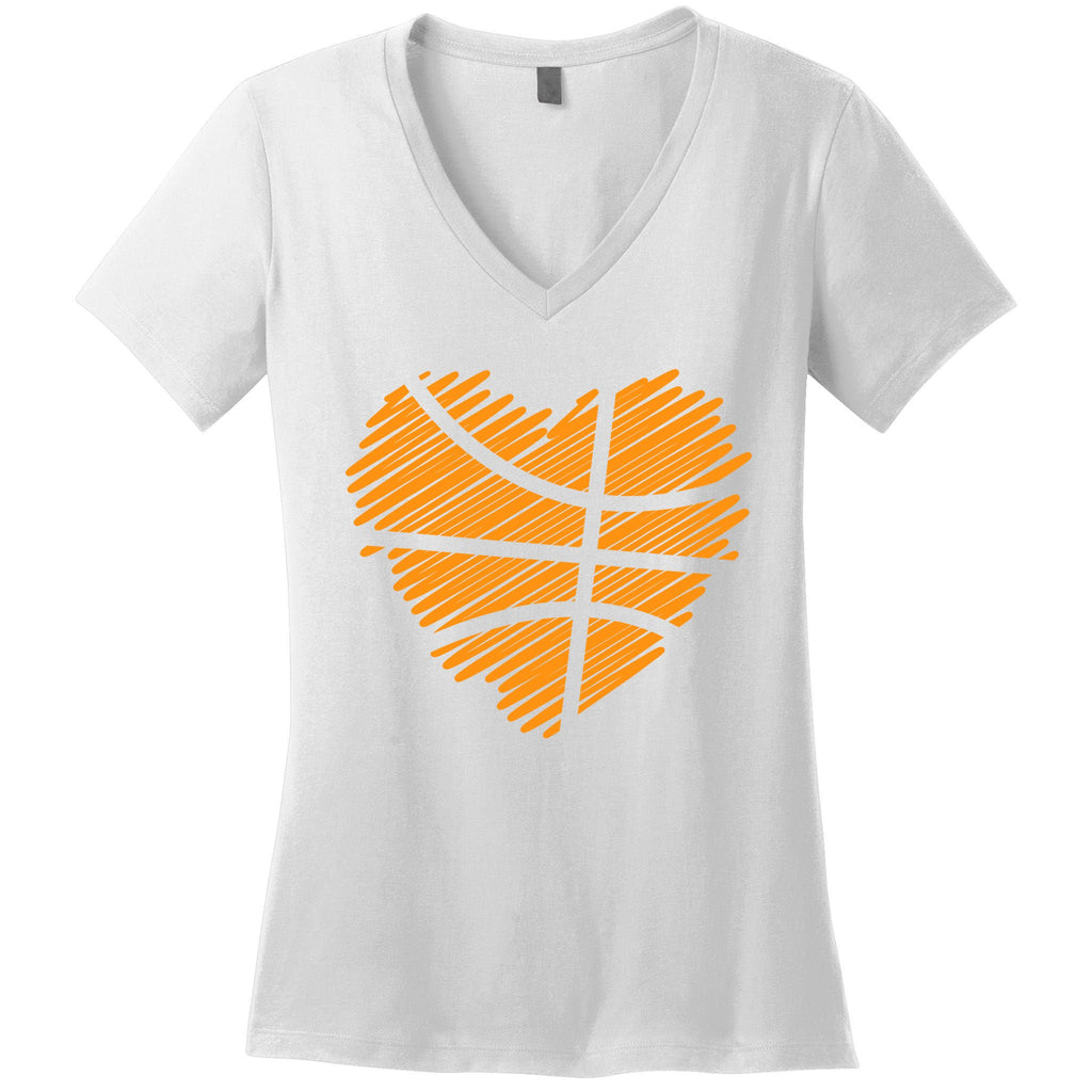 Valentine Basketball Heart Basketball Women's V-Neck T-Shirt