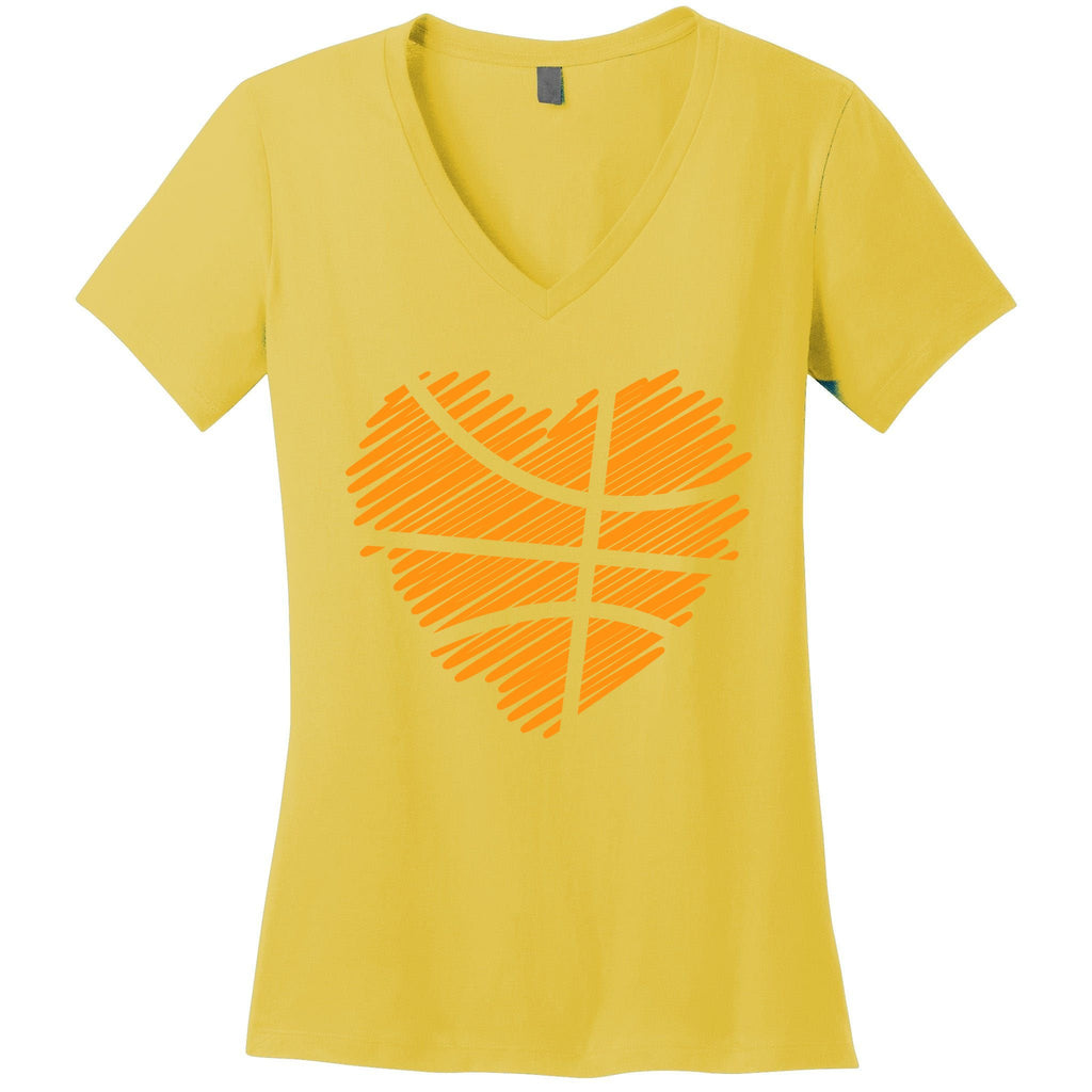 Valentine Basketball Heart Basketball Women's V-Neck T-Shirt