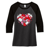 Valentine Book Lover Heart Shape Librarian Bookworm Costume Women's Tri-Blend 3/4-Sleeve Raglan Shirt