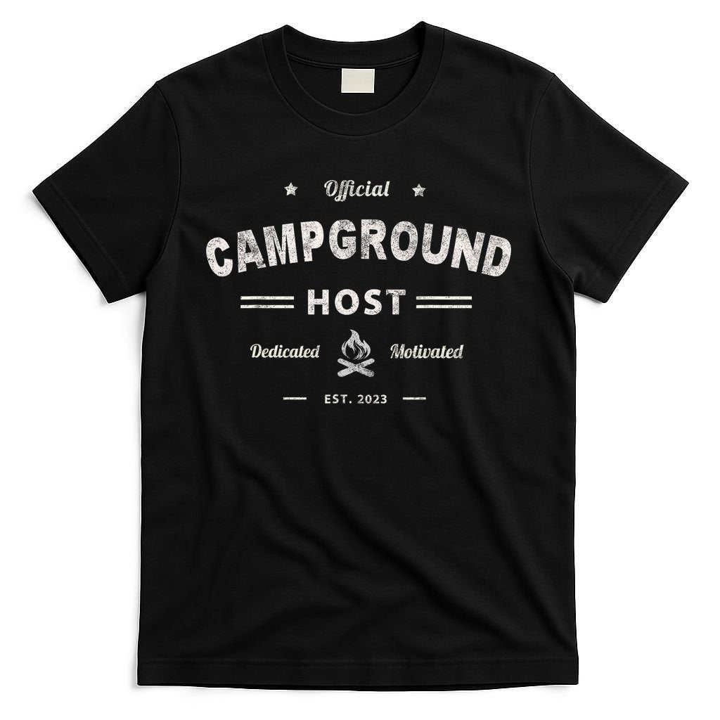 Vintage CAMPGROUND HOST Squad Summer Camp Campsite Staff T-Shirt