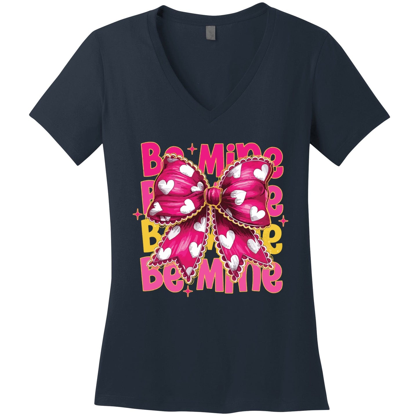 Valentine Coquette Heart Be Mine Women's V-Neck T-Shirt