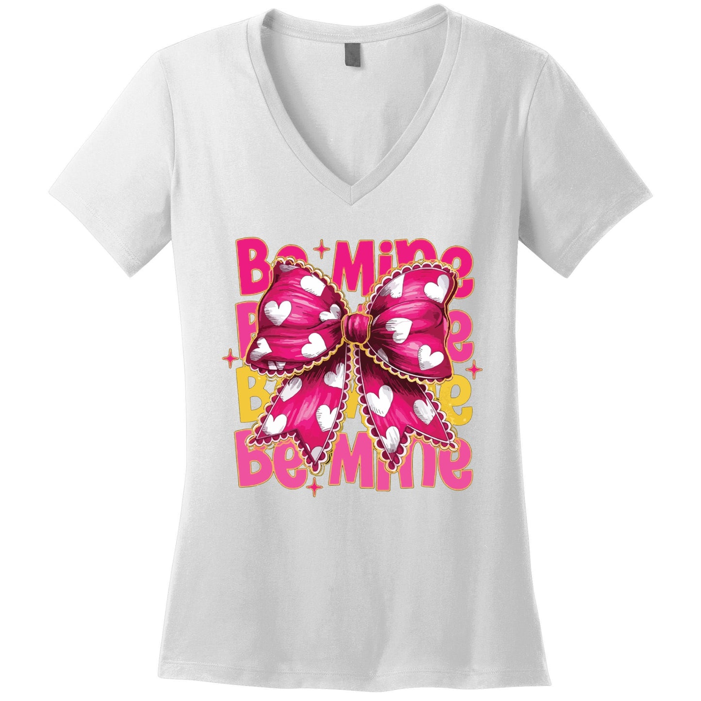 Valentine Coquette Heart Be Mine Women's V-Neck T-Shirt