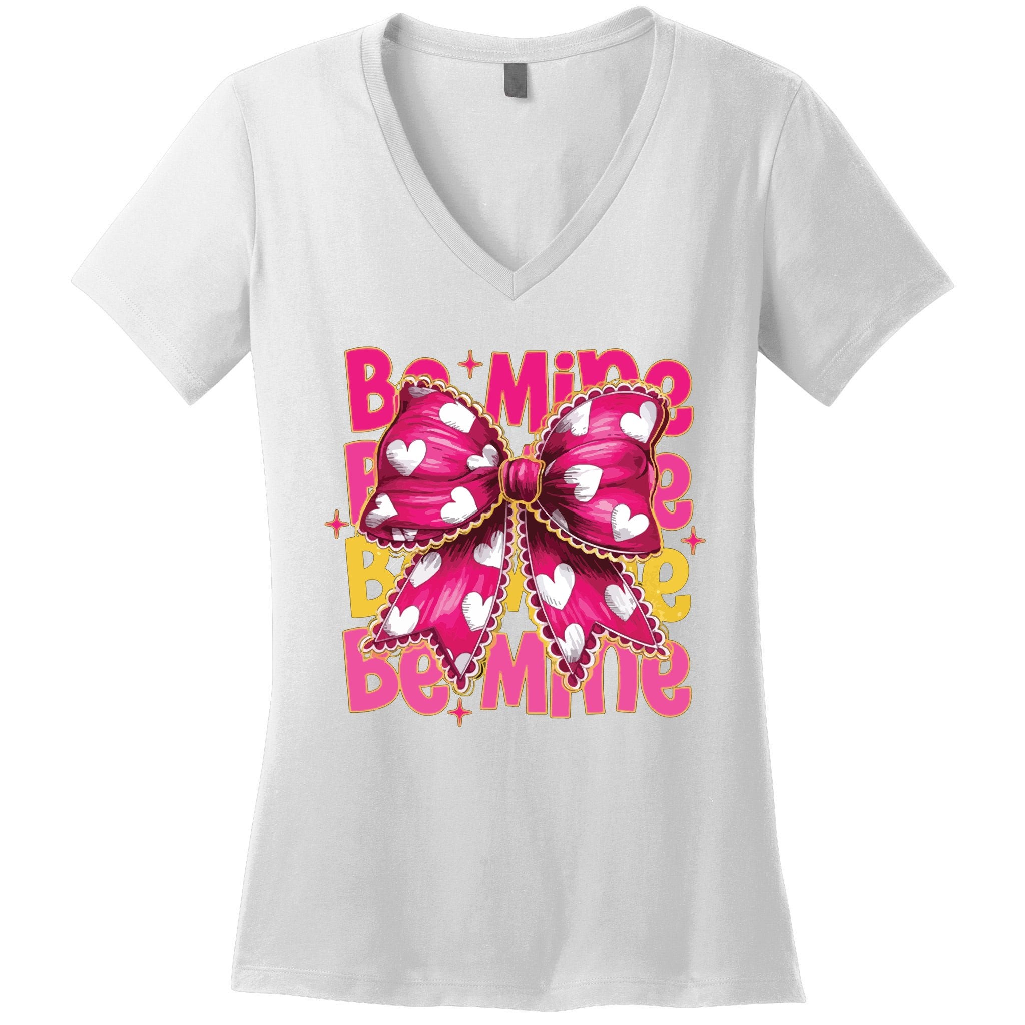 Valentine Coquette Heart Be Mine Women's V-Neck T-Shirt