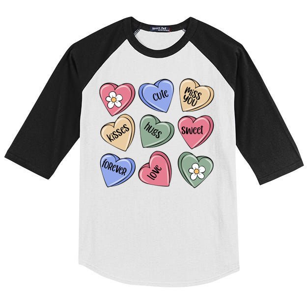 Valentine Candy Hearts Cute Gift Kids Colorblock Raglan Jersey