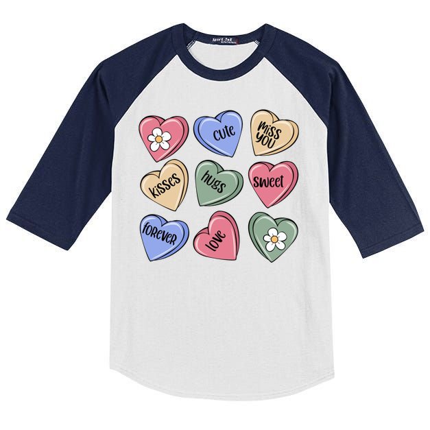 Valentine Candy Hearts Cute Gift Kids Colorblock Raglan Jersey