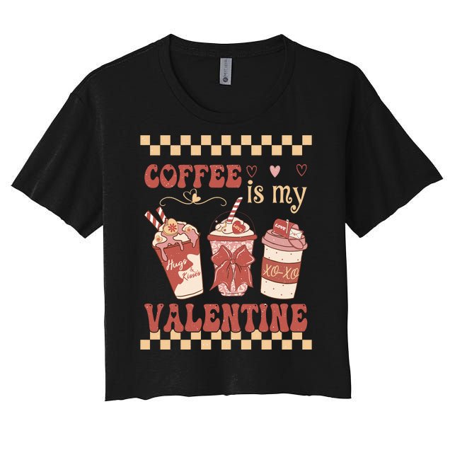 Valentine Coffee Is My Valentine Ugly Sweater Women's Crop Top Tee