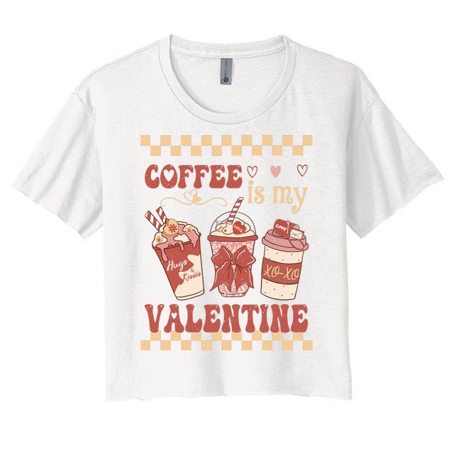 Valentine Coffee Is My Valentine Ugly Sweater Women's Crop Top Tee