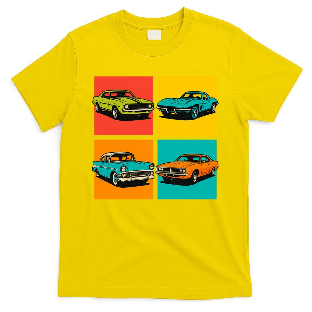 Vintage Classic Muscle Cars Pop Art Design T-Shirt