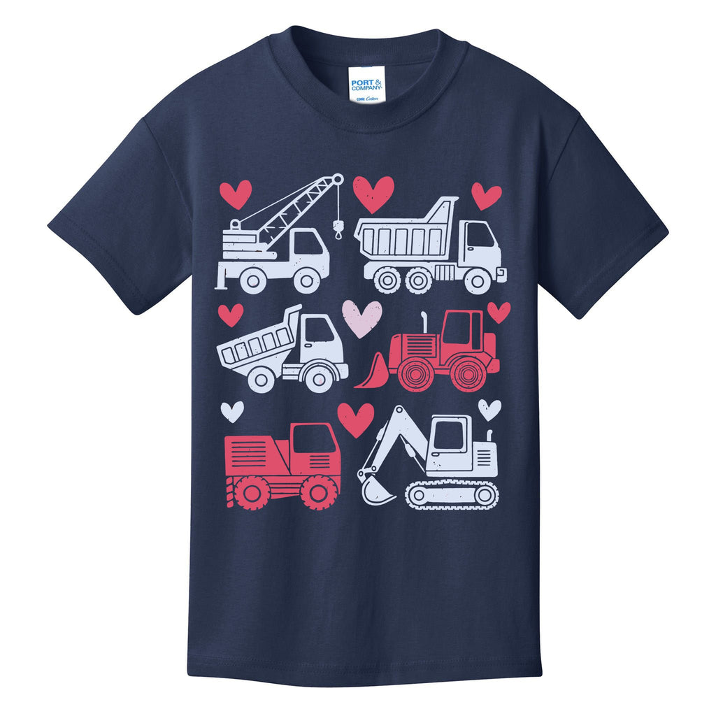 Valentines Day Construction Trucks Funny Boy Kids T-Shirt