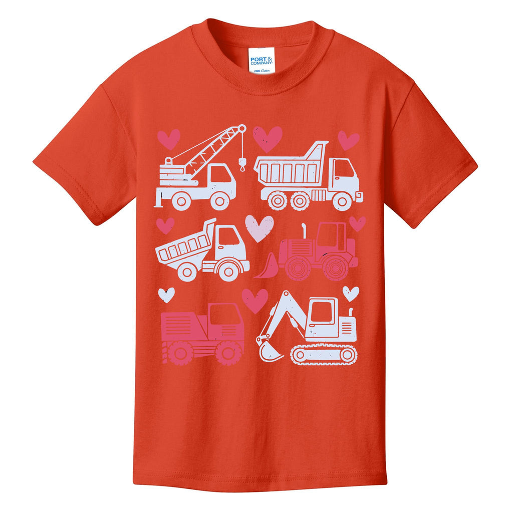 Valentines Day Construction Trucks Funny Boy Kids T-Shirt