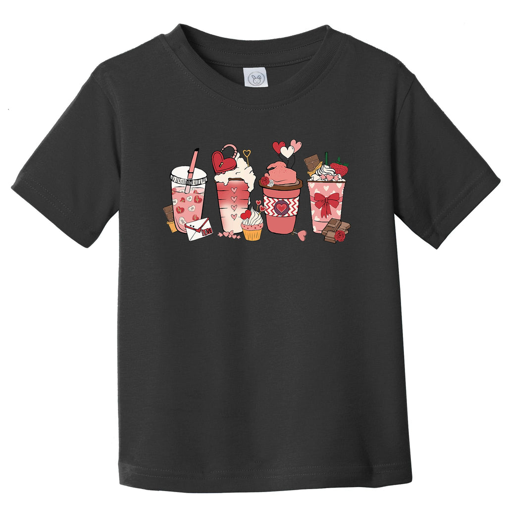 Valentines Day Coffee Cups Latte Iced Cream Cute Hearts Toddler T-Shirt