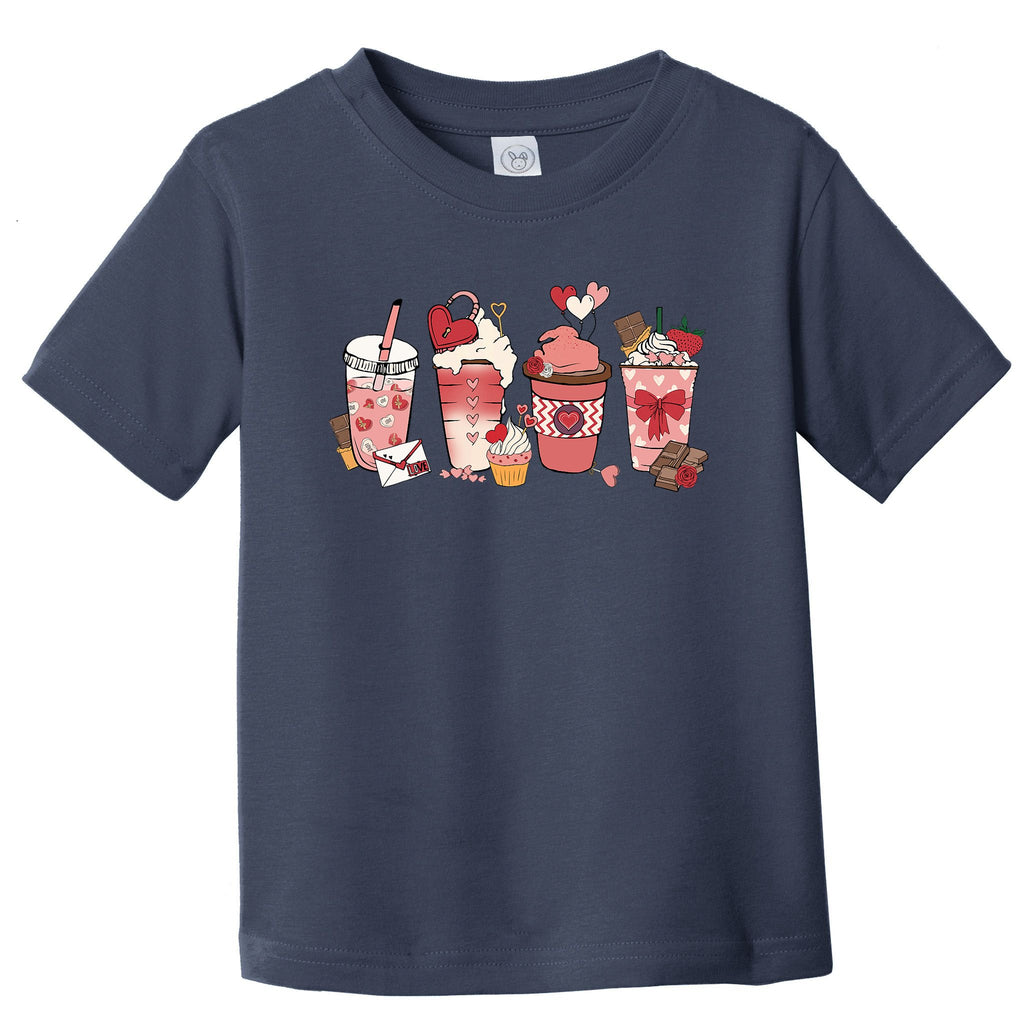 Valentines Day Coffee Cups Latte Iced Cream Cute Hearts Toddler T-Shirt