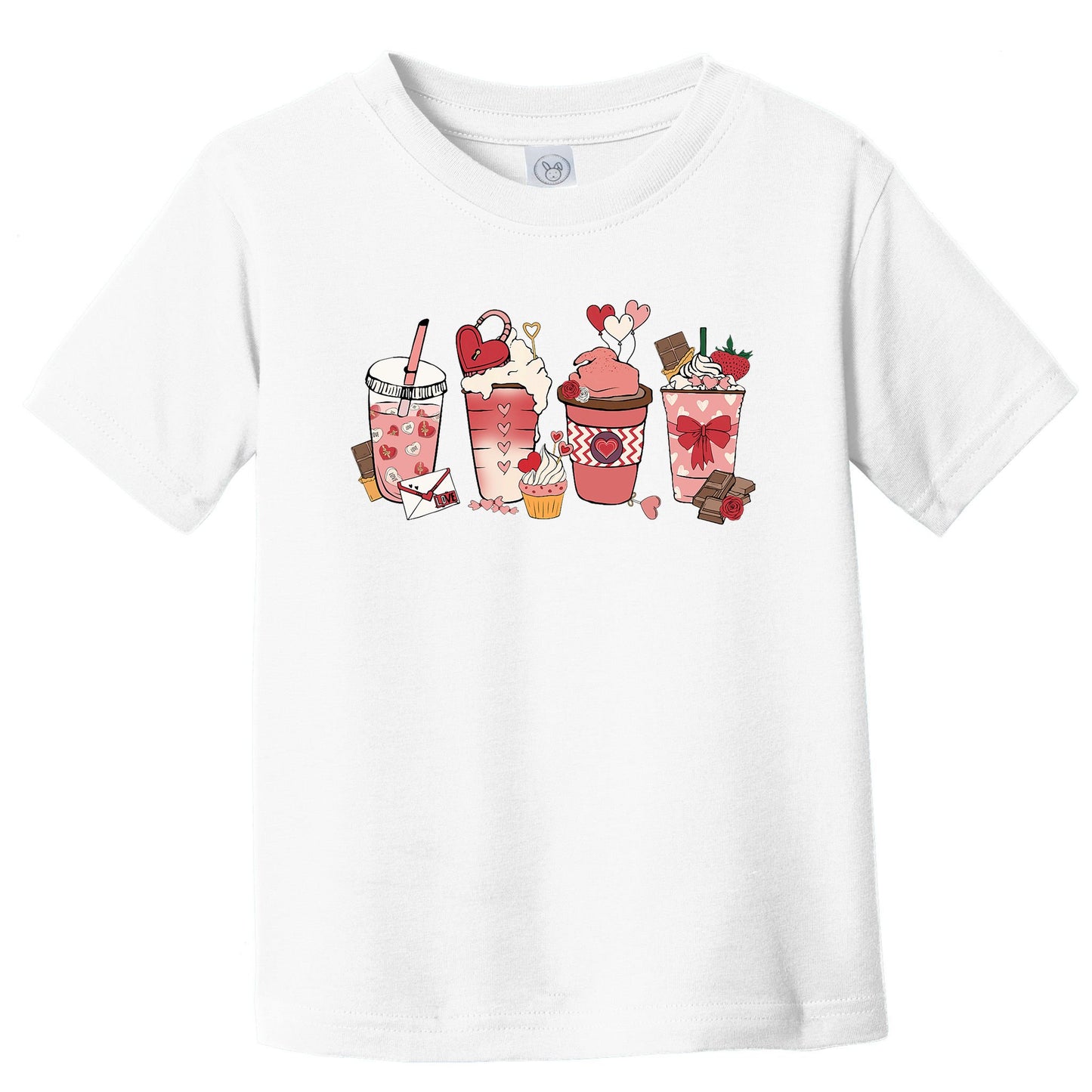Valentines Day Coffee Cups Latte Iced Cream Cute Hearts Toddler T-Shirt