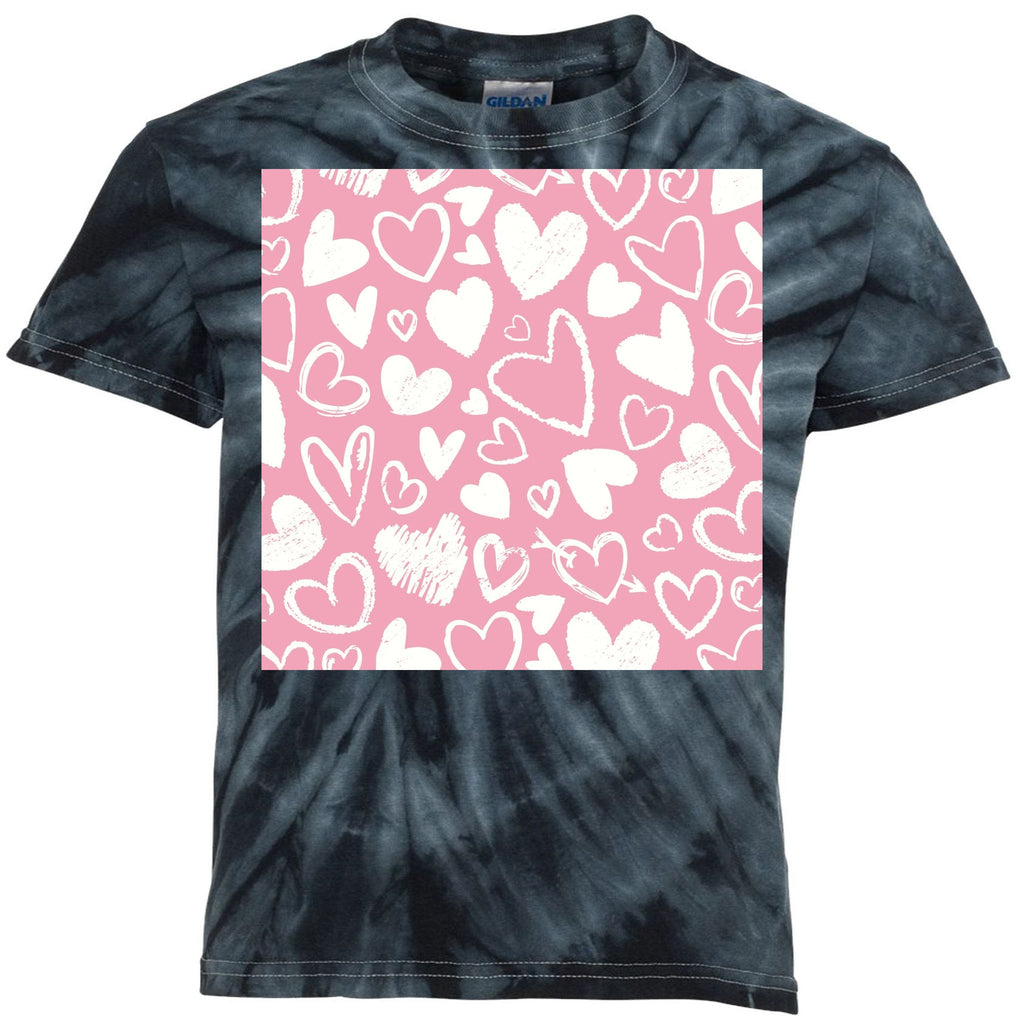 Valentines Day Cute Chalk Hearts Kids Tie-Dye T-Shirt