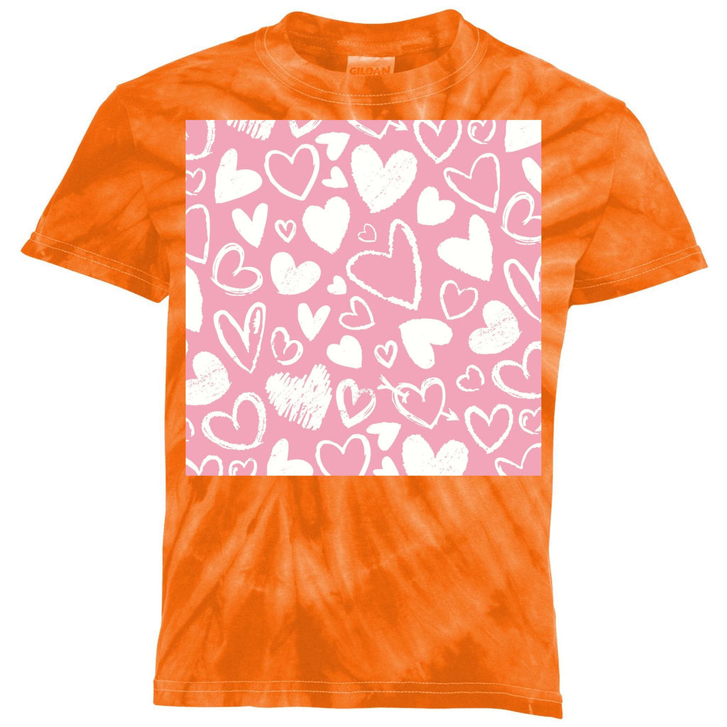 Valentines Day Cute Chalk Hearts Kids Tie-Dye T-Shirt