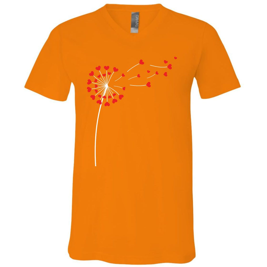 Valentines Day Heart Dandelion Cute V-Neck T-Shirt