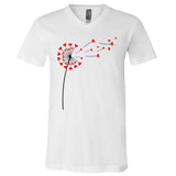 Valentines Day Heart Dandelion Cute V-Neck T-Shirt