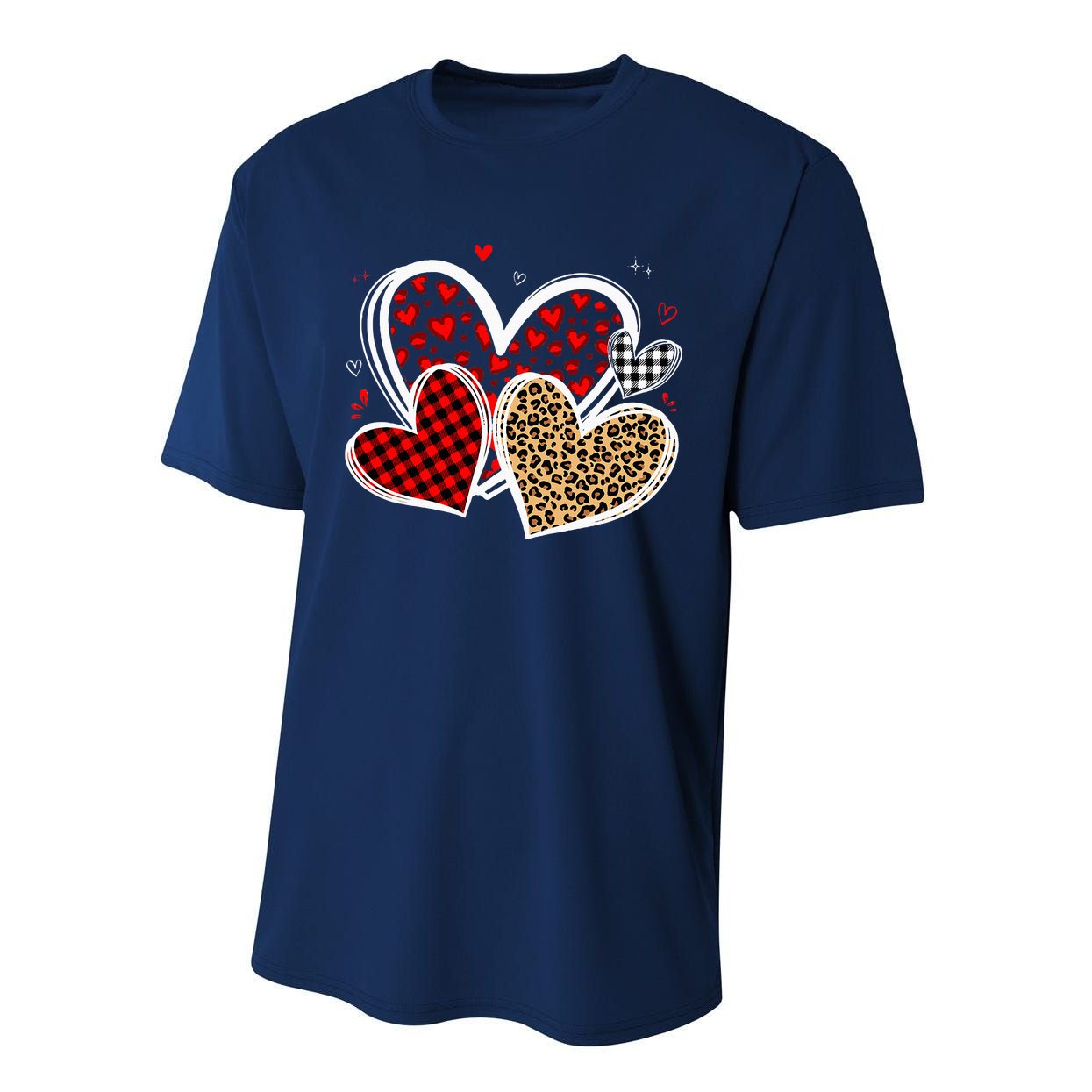 Valentines Day Hearts Love Leopard Red Plaid Performance Sprint T-Shirt
