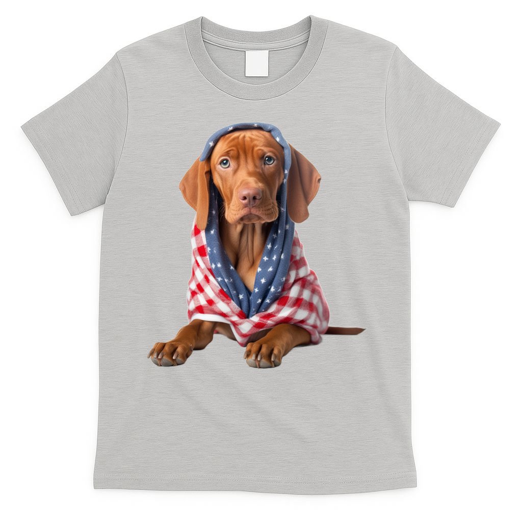Vizsla Dog USA Flag American Patriotic Dogs 4th Of July T-Shirt