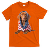 Vizsla Dog USA Flag American Patriotic Dogs 4th Of July T-Shirt
