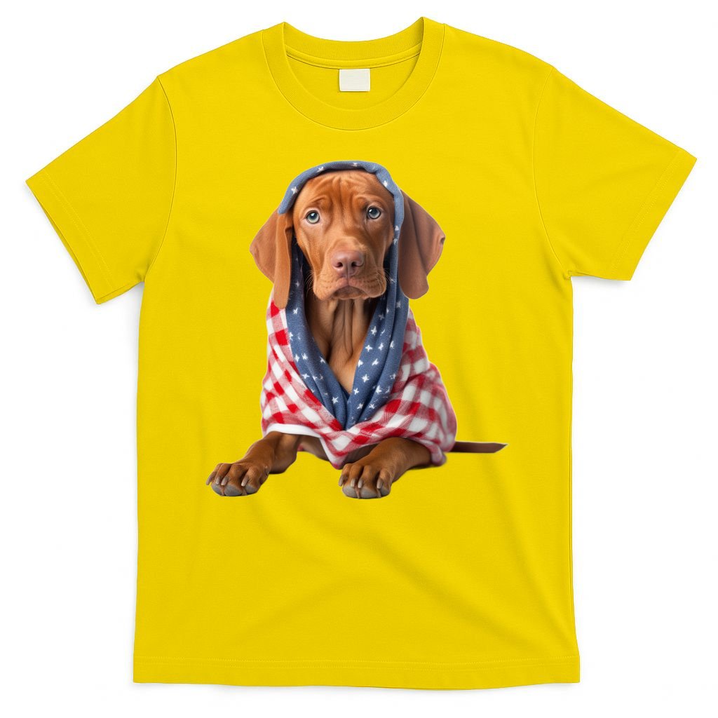 Vizsla Dog USA Flag American Patriotic Dogs 4th Of July T-Shirt