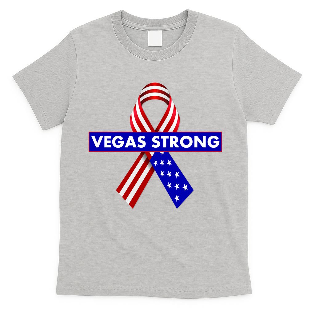 Vegas Strong USA Flag Ribbon T-Shirt