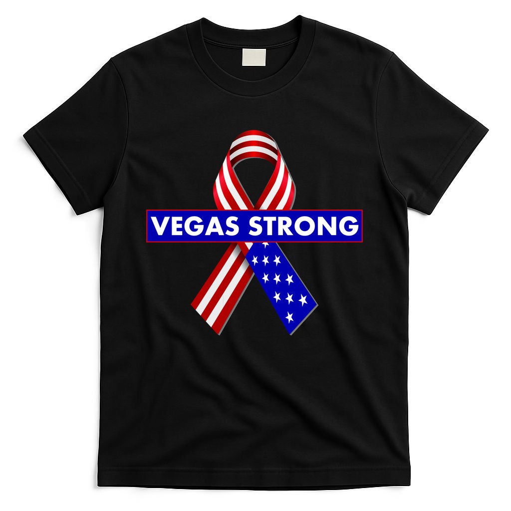 Vegas Strong USA Flag Ribbon T-Shirt