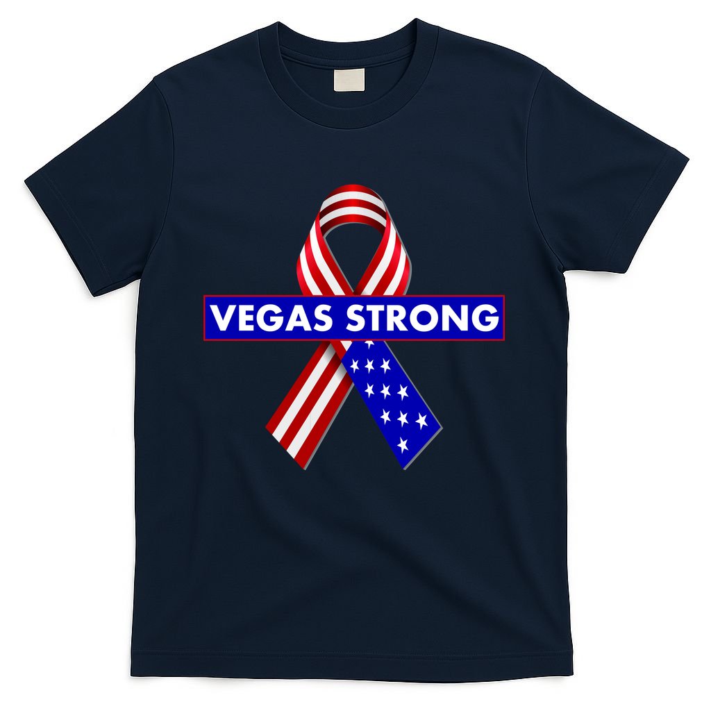 Vegas Strong USA Flag Ribbon T-Shirt