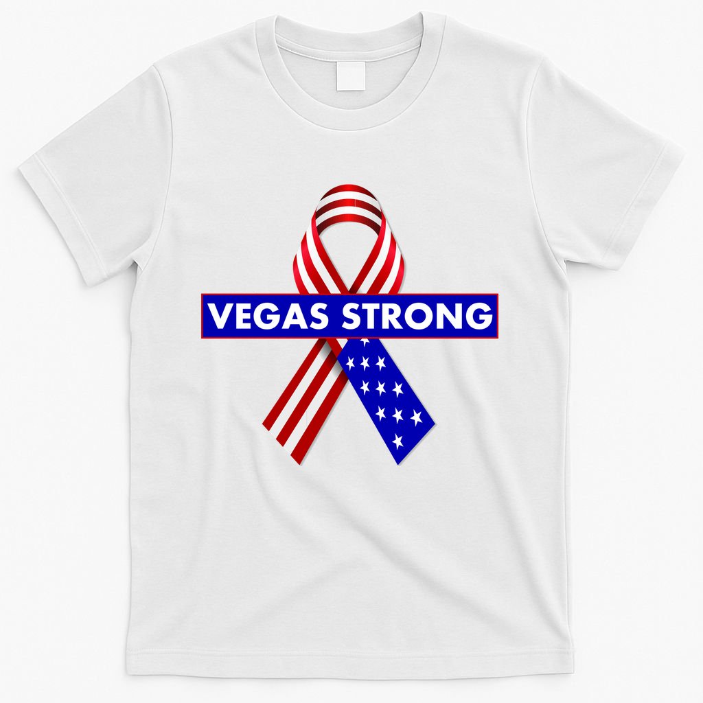 Vegas Strong USA Flag Ribbon T-Shirt
