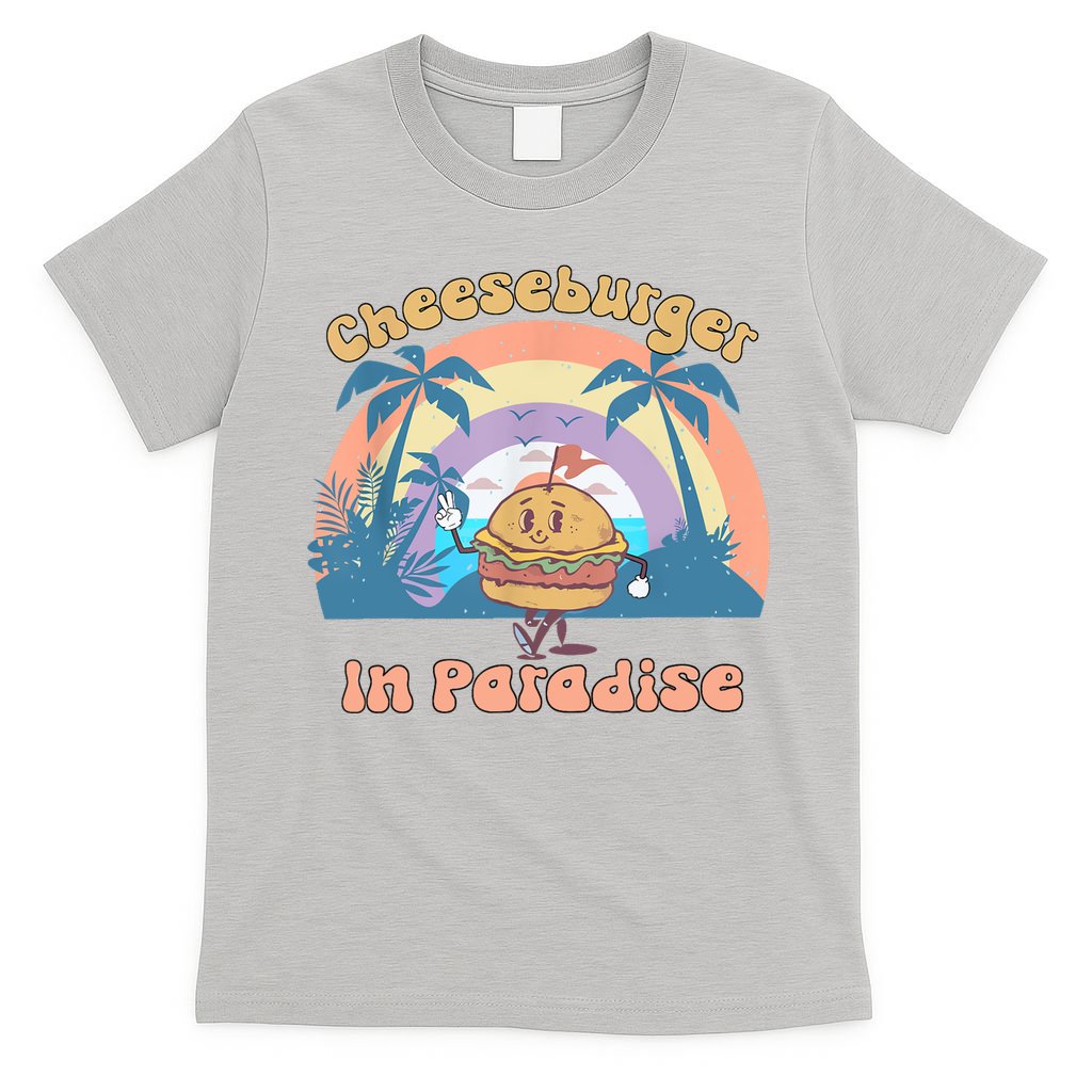Vintage Funny Cheeseburger In Paradise Summer Vacation Vibe T-Shirt