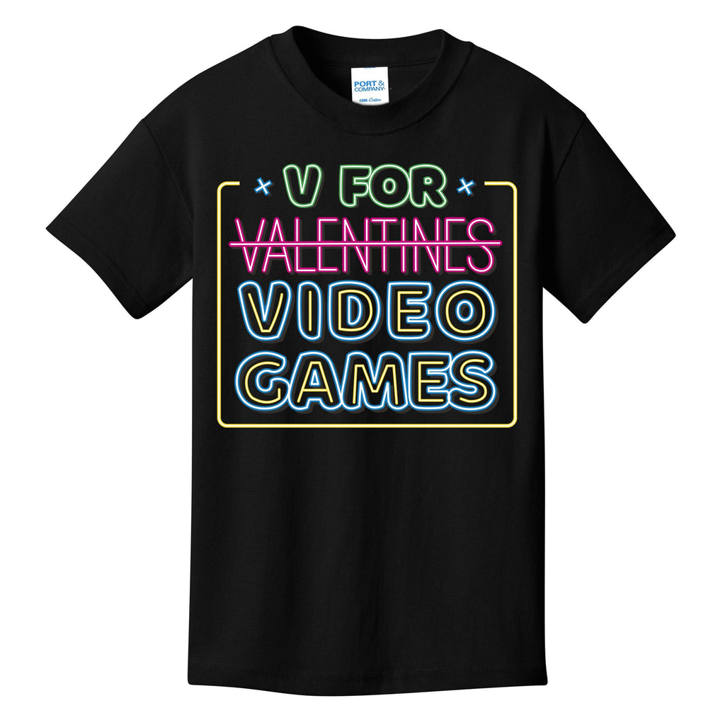 V For Video Games Valentines Day Kids T-Shirt