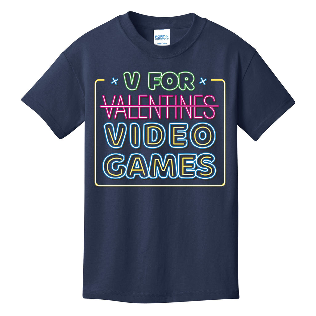 V For Video Games Valentines Day Kids T-Shirt
