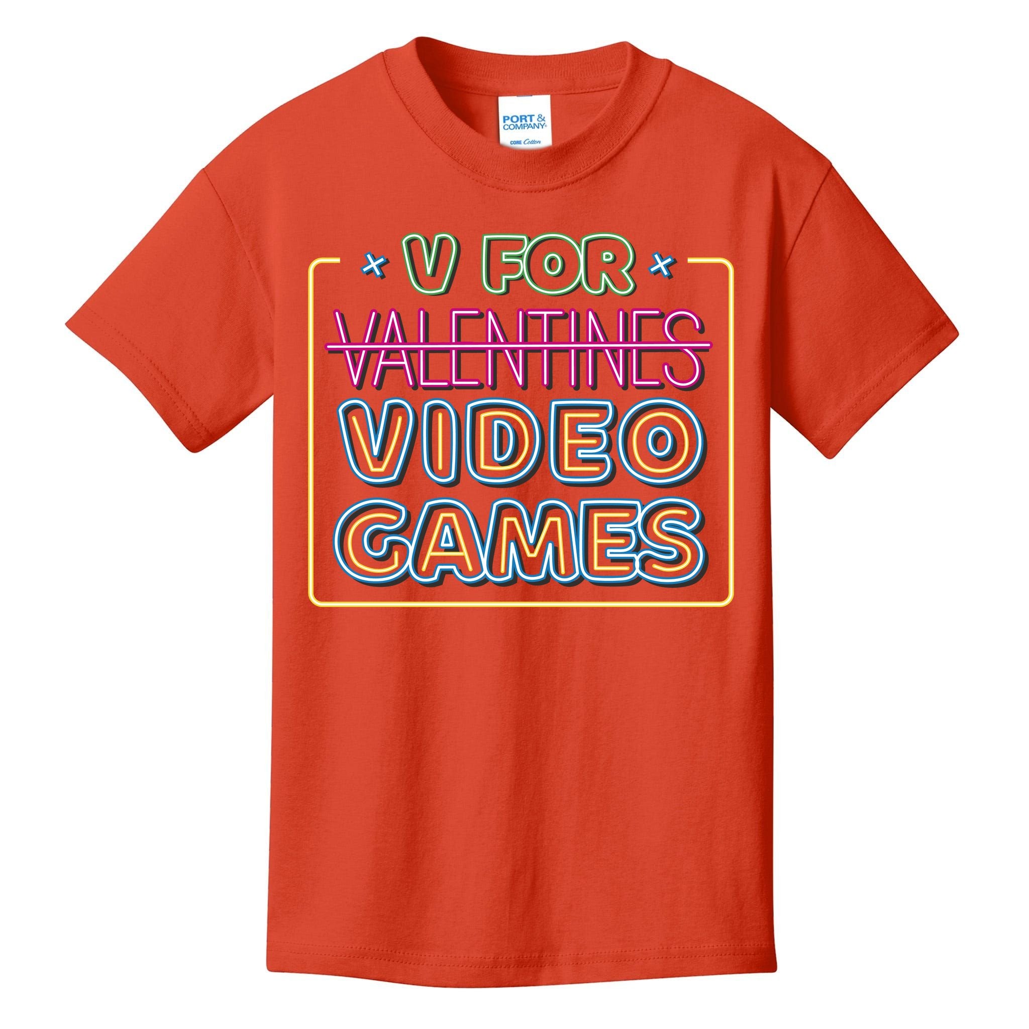 V For Video Games Valentines Day Kids T-Shirt